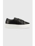 Calvin Klein Кожени маратонки Flatform Cupsole Lace Up в черно - Pepit.bg