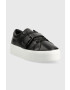 Calvin Klein Кожени маратонки Flatform Cupsole Lace Up в черно - Pepit.bg