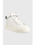 Calvin Klein Кожени маратонки HIGH TOP LACE UP W/PLAQUE в бяло HM0HM00973 - Pepit.bg