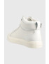 Calvin Klein Кожени маратонки HIGH TOP LACE UP W/PLAQUE в бяло HM0HM00973 - Pepit.bg