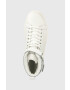 Calvin Klein Кожени маратонки HIGH TOP LACE UP W/PLAQUE в бяло HM0HM00973 - Pepit.bg