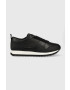 Calvin Klein Кожени маратонки HM0HM00998 LOW TOP LACE UP LTH в черно - Pepit.bg