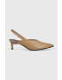 Calvin Klein Кожени обувки с висок ток HW0HW01345 GEO STIL SLINGBACK PUMP 50 в бежово с отворена пета - Pepit.bg