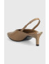 Calvin Klein Кожени обувки с висок ток HW0HW01345 GEO STIL SLINGBACK PUMP 50 в бежово с отворена пета - Pepit.bg