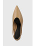 Calvin Klein Кожени обувки с висок ток HW0HW01345 GEO STIL SLINGBACK PUMP 50 в бежово с отворена пета - Pepit.bg