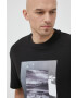 Calvin Klein Памучна тениска в черно с принт - Pepit.bg