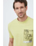 Calvin Klein Памучна тениска в жълто с принт - Pepit.bg