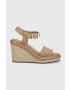 Calvin Klein Сандали WEDGE 70HH - HE в бежово със скосена платформа HW0HW01499 - Pepit.bg