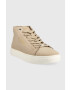 Calvin Klein Велурени маратонки Cupsole Unlined High Top в бежово - Pepit.bg