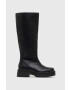 Charles Footwear Кожени ботуши Dora в черно с равна подметка - Pepit.bg
