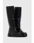 Charles Footwear Кожени ботуши Dora в черно с равна подметка - Pepit.bg