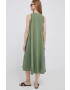 Deha Рокля с лен в зелено среднодълъг модел разкроен модел - Pepit.bg
