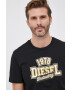 Diesel Памучна тениска в черно с принт - Pepit.bg