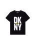 DKNY Детска памучна тениска в черно с принт - Pepit.bg