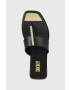 DKNY Кожени джапанки DEJA в черно с равна подметка K4259021 - Pepit.bg