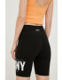 DKNY Къси панталони в черно с апликация с висока талия - Pepit.bg