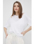 DKNY Ленен пуловер в бяло от лека материя - Pepit.bg