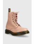 Dr. Martens Кожени боти 1460 Pascal в розово с равна подметка - Pepit.bg