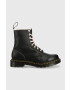 Dr. Martens Кожени кубинки в черно с равна подметка - Pepit.bg