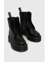 Dr. Martens Кожени кубинки в черно с равна подметка - Pepit.bg