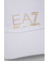 EA7 Emporio Armani Памучна шапка в бяло с апликация - Pepit.bg