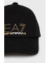 EA7 Emporio Armani Памучна шапка в черно с апликация - Pepit.bg