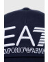 EA7 Emporio Armani Памучна шапка с козирка в тъмносиньо с апликация - Pepit.bg