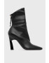 Emporio Armani Кожени боти дамски в черно с висок ток - Pepit.bg