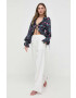 For Love & Lemons Блуза в тъмносиньо с десен - Pepit.bg