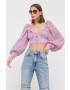 For Love & Lemons Блуза в розово с флорален десен - Pepit.bg
