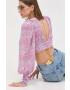 For Love & Lemons Блуза в розово с флорален десен - Pepit.bg