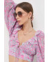 For Love & Lemons Блуза в розово с флорален десен - Pepit.bg