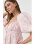 For Love & Lemons Блуза Rhoda в розово с десен - Pepit.bg