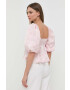 For Love & Lemons Блуза Rhoda в розово с десен - Pepit.bg