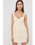 For Love & Lemons Рокля в бежово къс модел разкроен модел - Pepit.bg