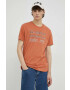 G-Star Raw Памучна тениска в оранжево с принт - Pepit.bg