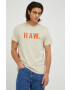 G-Star Raw Памучна тениска в бежово с принт - Pepit.bg