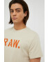 G-Star Raw Памучна тениска в бежово с принт - Pepit.bg