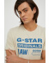 G-Star Raw Памучна тениска в бежово с принт - Pepit.bg