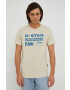G-Star Raw Памучна тениска в бежово с принт - Pepit.bg