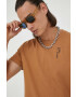 G-Star Raw Памучна тениска в кафяво с принт - Pepit.bg