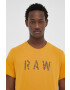 G-Star Raw Памучна тениска в жълто с принт - Pepit.bg
