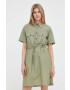 G-Star Raw Рокля с лен в зелено къс модел разкроен модел - Pepit.bg