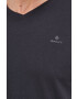 Gant Памучна тениска (2-pack) в черно с изчистен дизайн - Pepit.bg