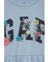 Gap Детска памучна рокля в синьо среднодълъг модел разкроен модел - Pepit.bg