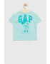 Gap Детска памучна тениска x Disney в тюркоазено - Pepit.bg