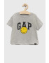 Gap Детска памучна тениска x smiley world в сиво - Pepit.bg