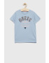 Guess Детска памучна тениска в синьо с принт - Pepit.bg
