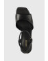 Guess Кожени сандали ZIONE2 в черно със скосена платформа - Pepit.bg