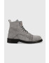 Guess Велурени боти Arco Lace Up в сиво - Pepit.bg